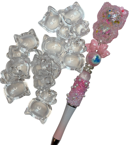 Clear Cat Shaker Base Beads – 35 × 22mm (5-Piece Set)