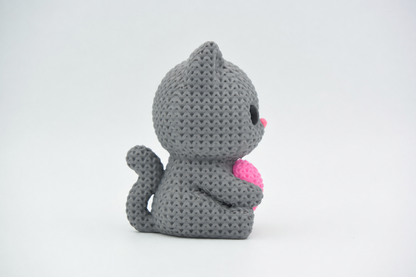 Knitted Cat With Heart - Pink Happy Heart Topkinz™ | Chibi SnapCharm™ Character