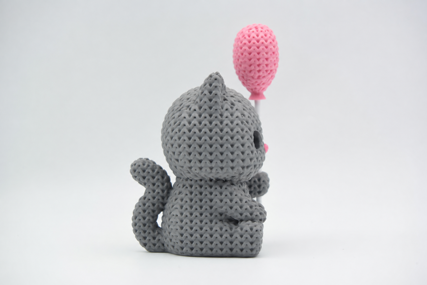 Knitted Cat With Pink Heart Balloon - Topkinz™ | Chibi SnapCharm™ Character