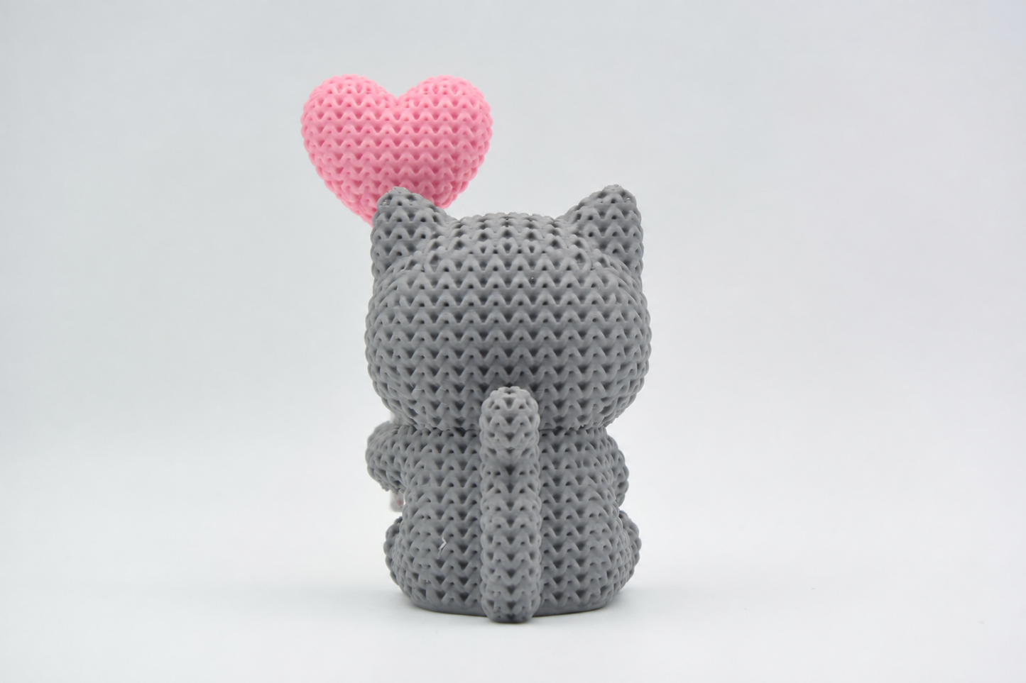 Knitted Cat With Pink Heart Balloon - Topkinz™ | Chibi SnapCharm™ Character