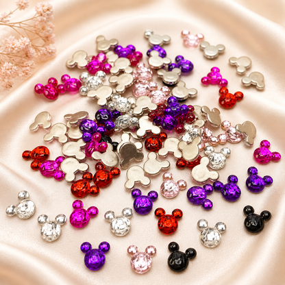 Mouse Head Crystal Charms – 9 × 10mm (25-Piece Pack)