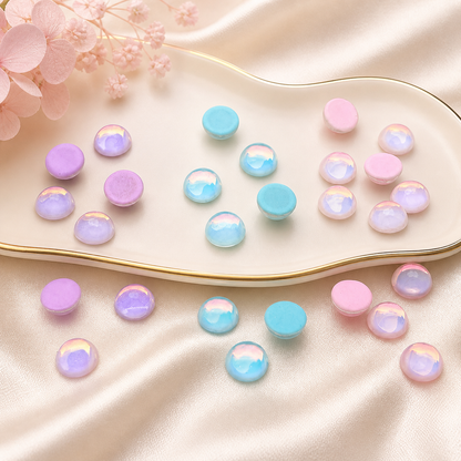 Mocha Semicircle Crystal Charms – 6mm Flat Base (40-Piece Pack, 6 Color Options Available)