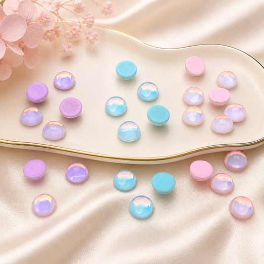 Mocha Semicircle Crystal Charms – 6mm Flat Base (40-Piece Pack, 6 Color Options Available)