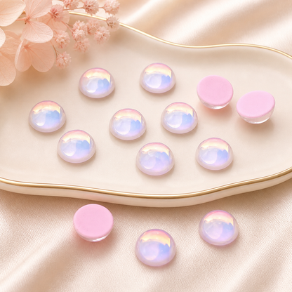 Mocha Semicircle Crystal Charms – 6mm Flat Base (40-Piece Pack, 6 Color Options Available)