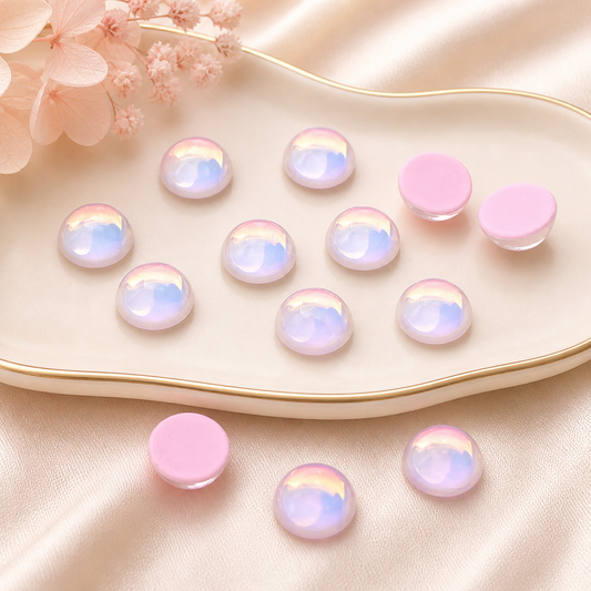 Mocha Semicircle Crystal Charms – 6mm Flat Base (40-Piece Pack, 6 Color Options Available)