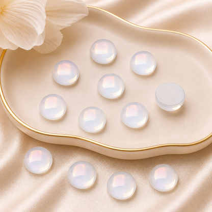 Mocha Semicircle Crystal Charms – 6mm Flat Base (40-Piece Pack, 6 Color Options Available)