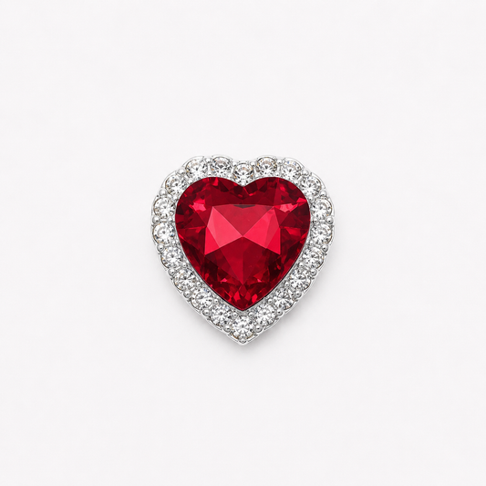 Crystal Heart Alloy Charms – 20mm (10-Piece Pack, 4 Colors Available)