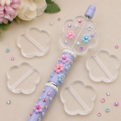 Clear 5-Petal Flower Base Beads – 32mm (10-Piece Set)