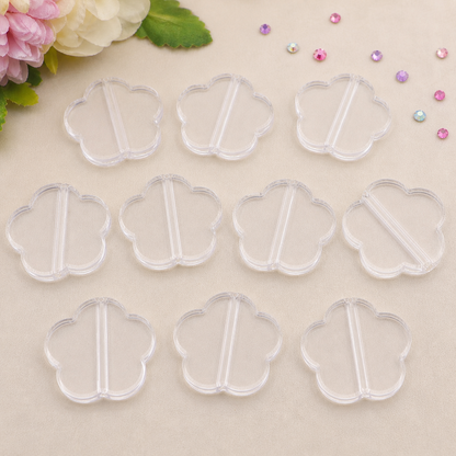 Clear 5-Petal Flower Base Beads – 32mm (10-Piece Set)