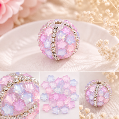 Star Mocha Crystal Charms – 7.5mm Flat Base (50-Piece Pack, 3 Colors Available)