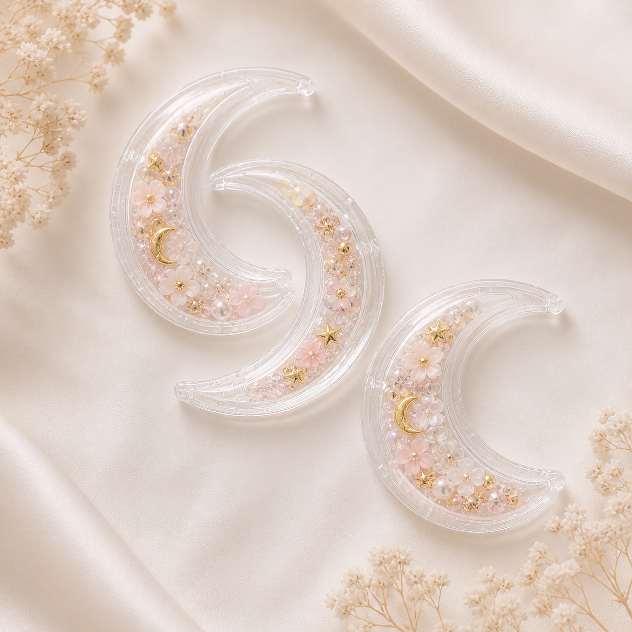 Clear Moon Shaker Base Beads – 42mm (5 Complete Sets)