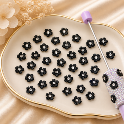 Flower Crystal Nail Charms – 8mm Flat Base (50-Piece Pack, 6 Color Options)