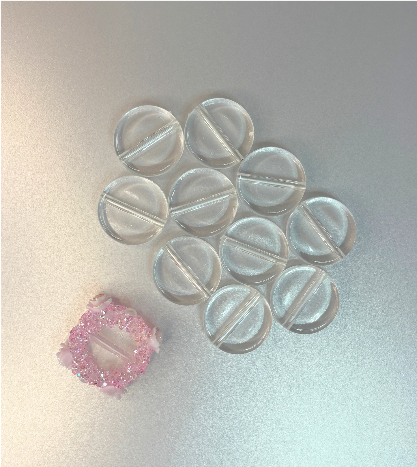 Clear Round Plate Base Beads – 20mm (5mm Thick) - 10 Piece Set