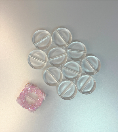 Clear Round Plate Base Beads – 20mm (5mm Thick) - 10 Piece Set