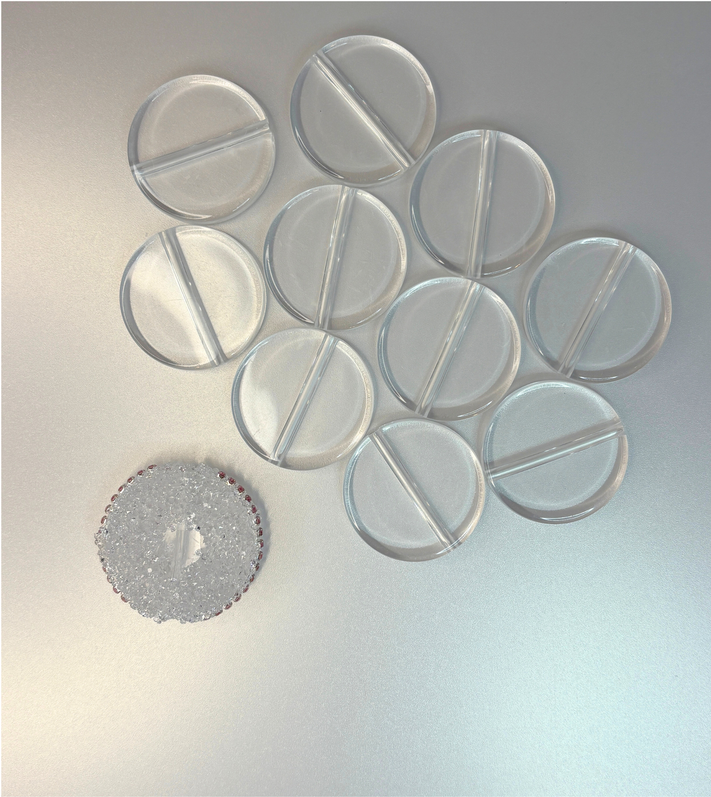 Clear Round Plate Base Beads – 32mm (10-Piece Set)