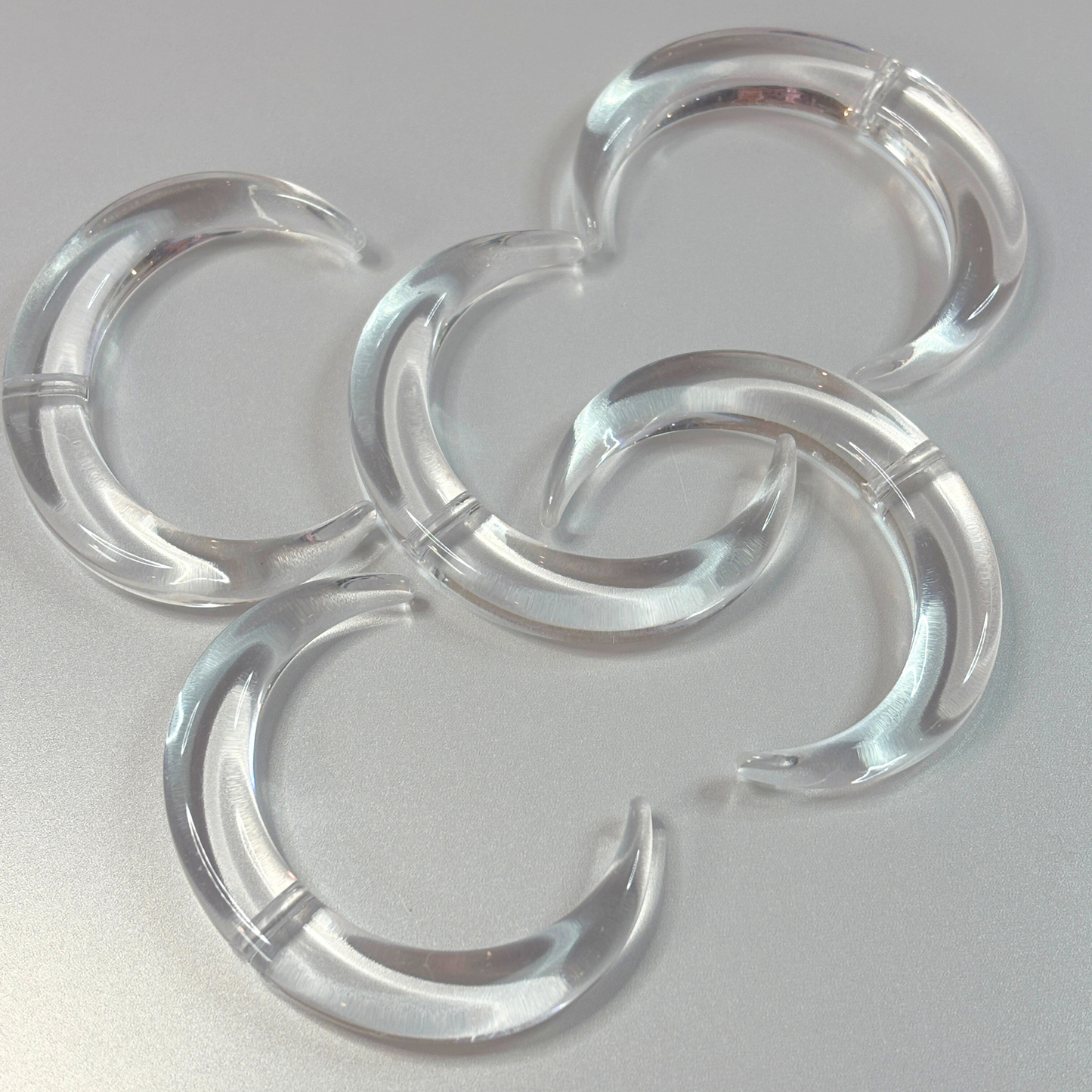 Clear Moon Base Beads - Single Hole – 44 × 58mm (5-Piece Set)