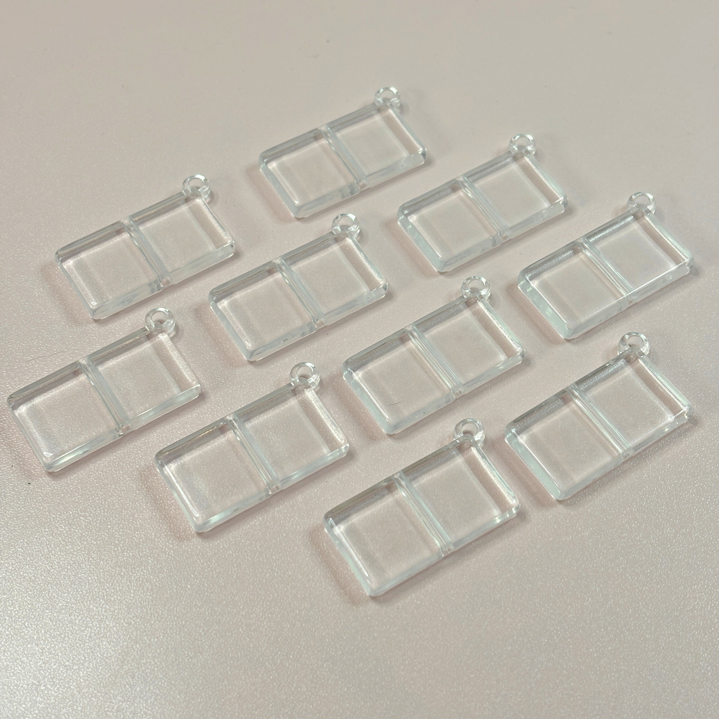 Clear Rectangle Base Beads with Charm Hook – 20 × 37mm (10-Piece Set)