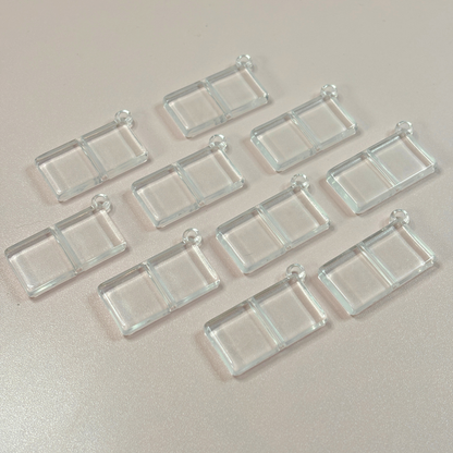 Clear Rectangle Base Beads with Charm Hook – 20 × 37mm (10-Piece Set)