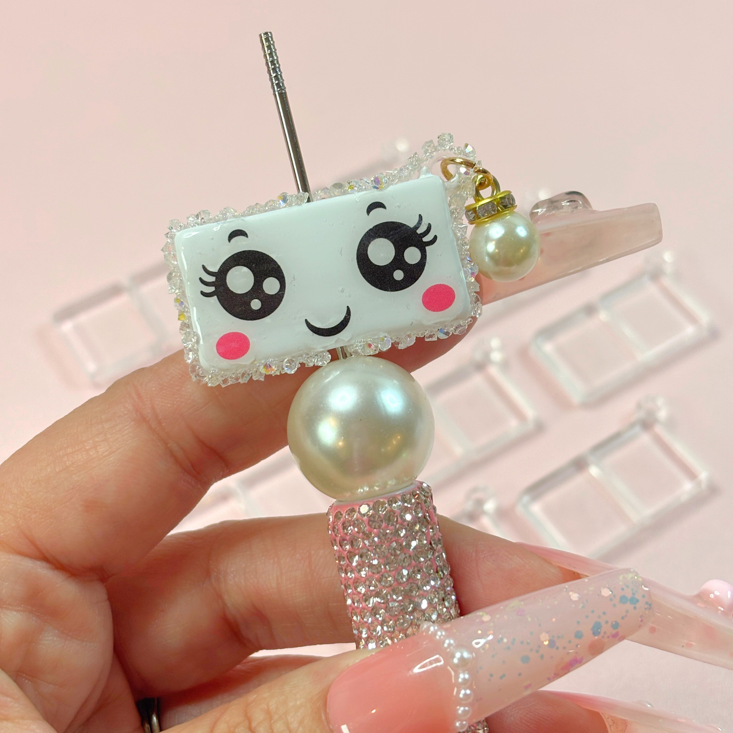 Clear Rectangle Base Beads with Charm Hook – 20 × 37mm (10-Piece Set)