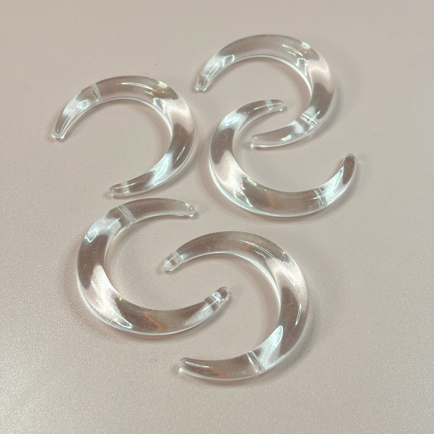 Clear Moon 2-Hole Base Beads – 48 × 55mm (5-Piece Set)