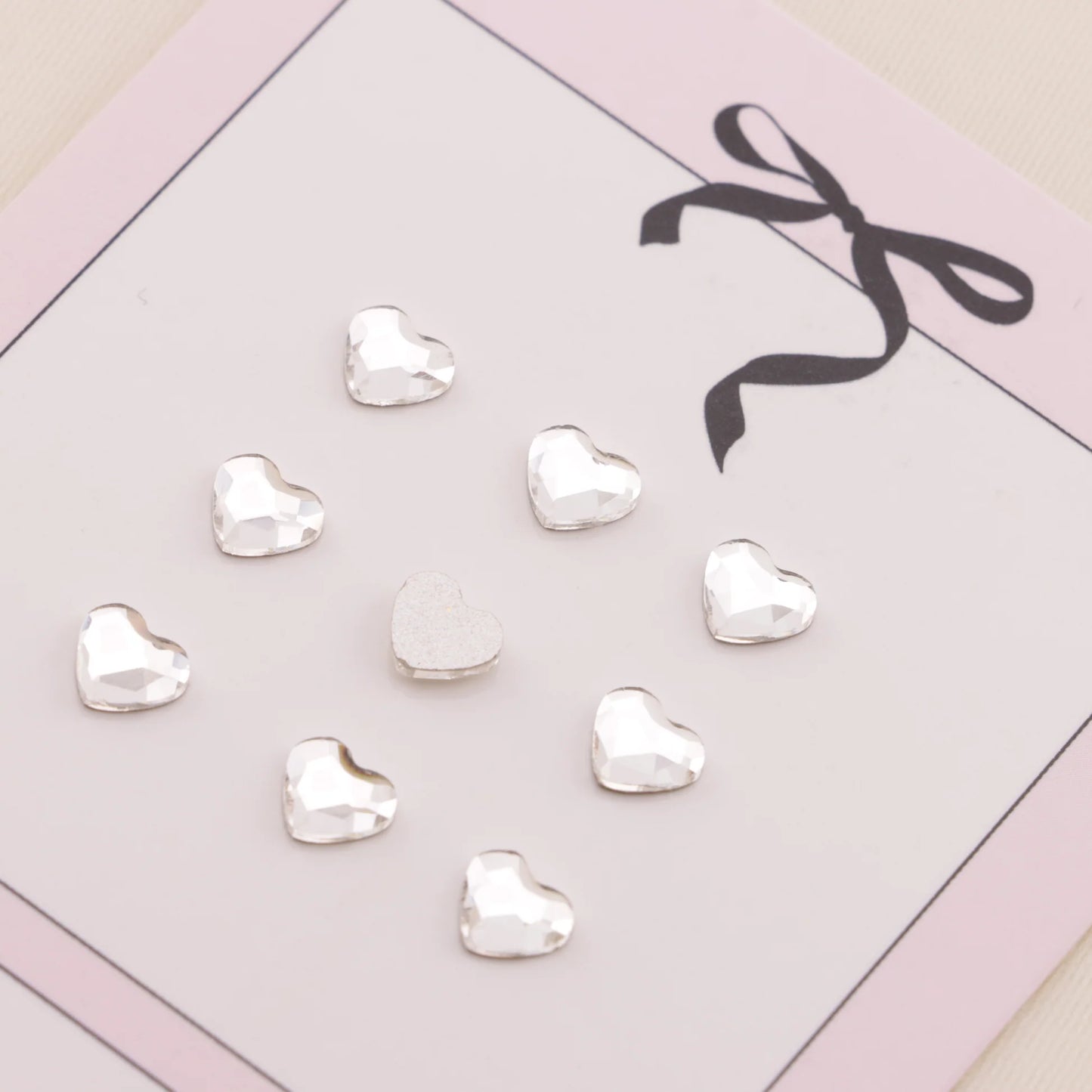 Love Heart Crystal Charms – 5.5 × 6mm Flat Base (50-Piece Pack, 9 Colors Available)