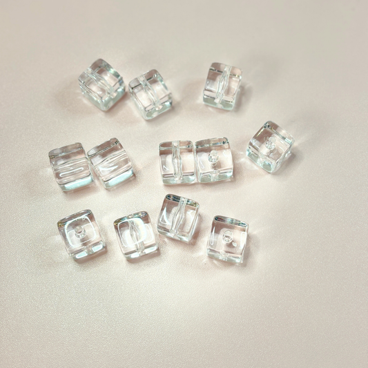 Clear Cube Base Beads – 16mm - 15 Pack