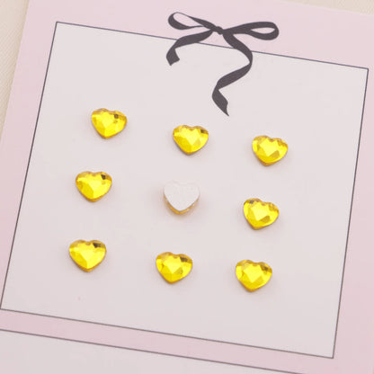 Love Heart Crystal Charms – 5.5 × 6mm Flat Base (50-Piece Pack, 9 Colors Available)