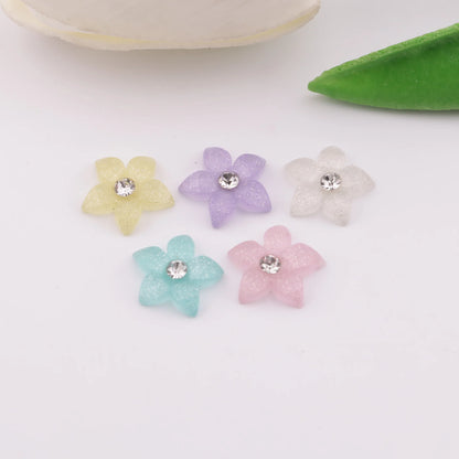Five-Petal Flower Crystal Charms – 13mm (25-Piece Pack, 5 Colors Available)
