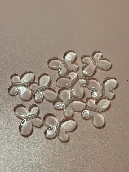 Clear Butterfly Acrylic Base Beads – 21 mm (10 pieces)