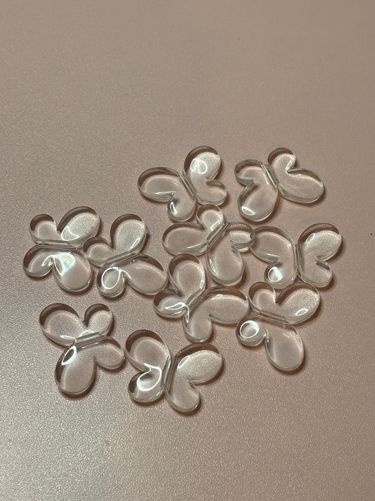 Clear Butterfly Acrylic Base Beads – 21 mm (10 pieces)