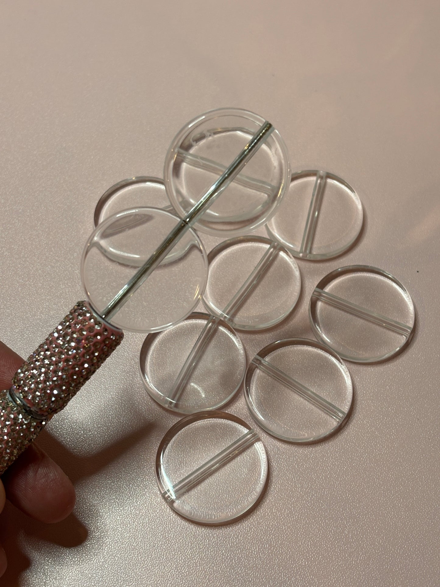 Clear Round Plate Base Beads – 32mm (10-Piece Set)