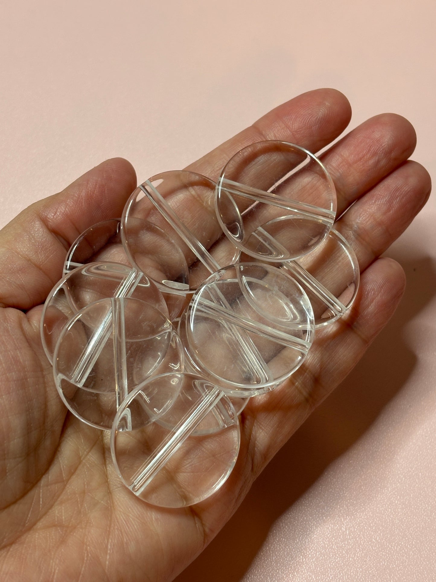 Clear Round Plate Base Beads – 32mm (10-Piece Set)