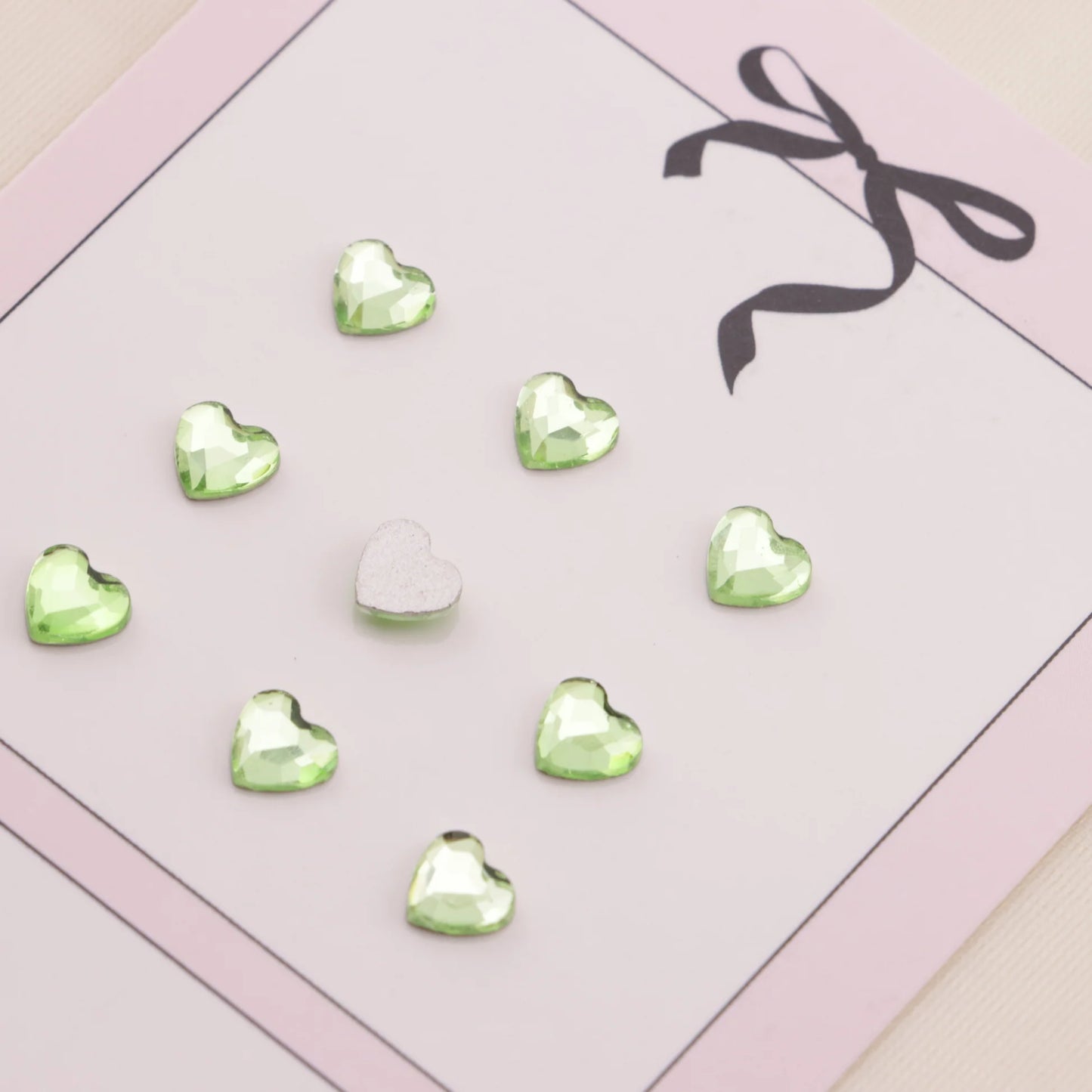 Love Heart Crystal Charms – 5.5 × 6mm Flat Base (50-Piece Pack, 9 Colors Available)
