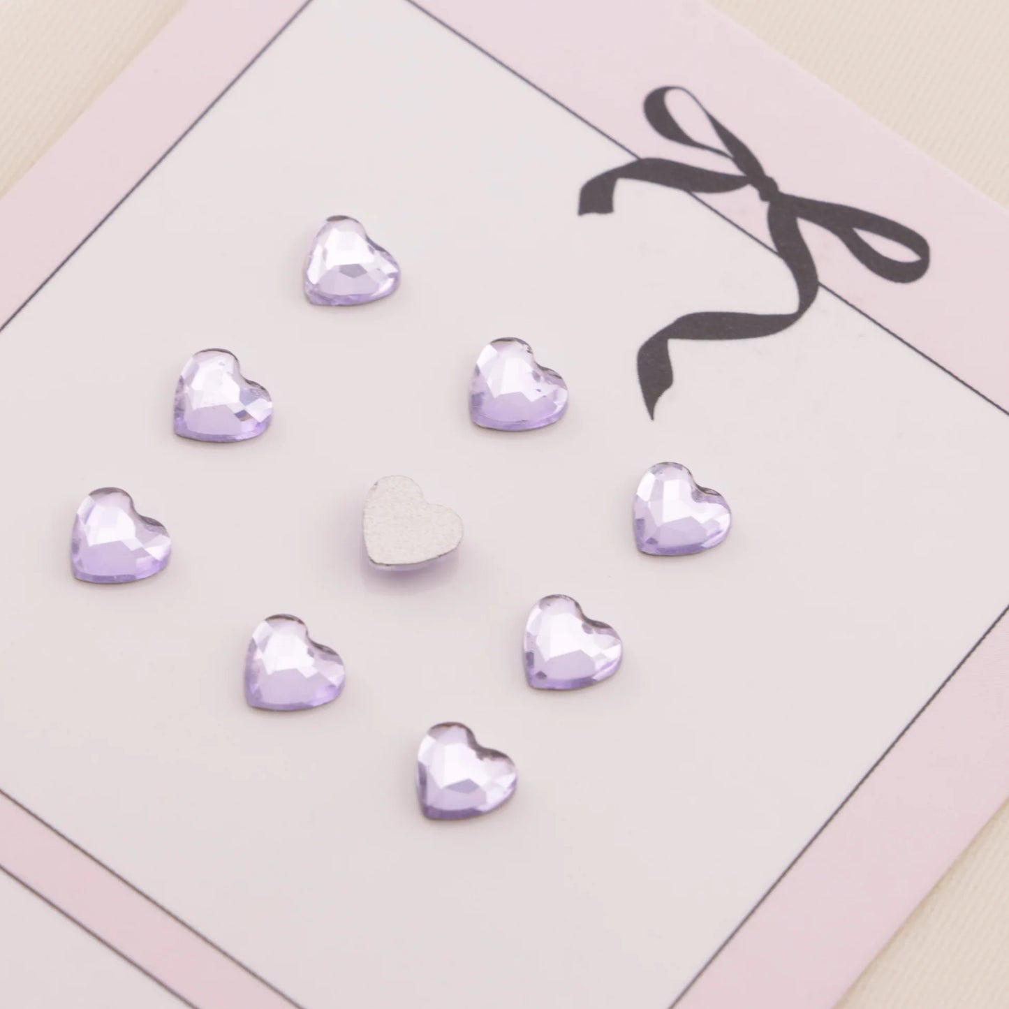 Love Heart Crystal Charms – 5.5 × 6mm Flat Base (50-Piece Pack, 9 Colors Available)
