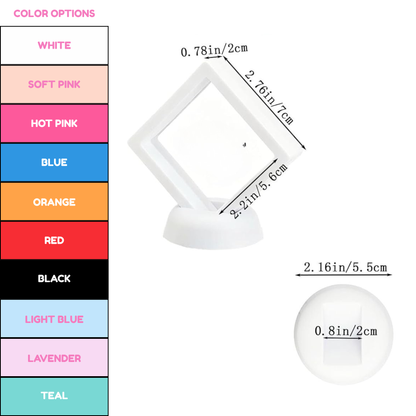 Floating Display Case with Stand – Small Square 2.76 in x 2.76 in