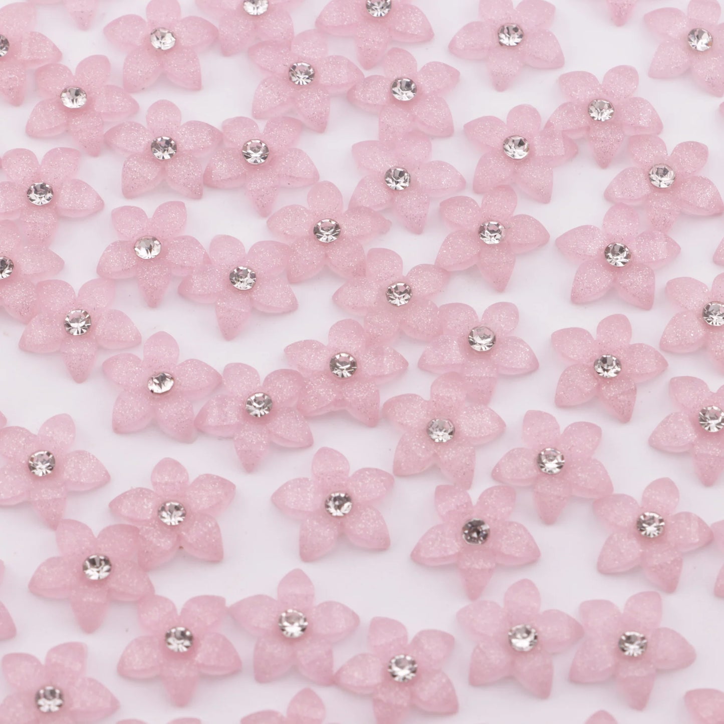 Five-Petal Flower Crystal Charms – 13mm (25-Piece Pack, 5 Colors Available)