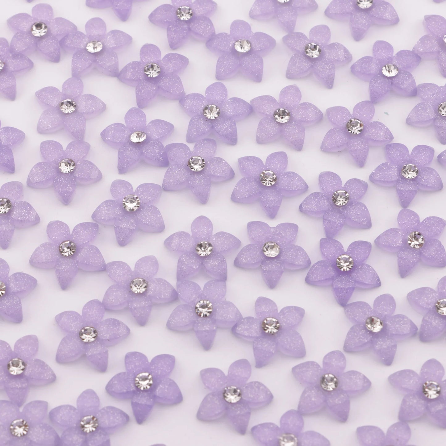 Five-Petal Flower Crystal Charms – 13mm (25-Piece Pack, 5 Colors Available)