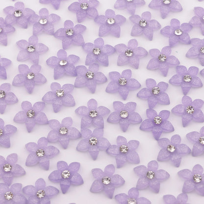 Five-Petal Flower Crystal Charms – 13mm (25-Piece Pack, 5 Colors Available)