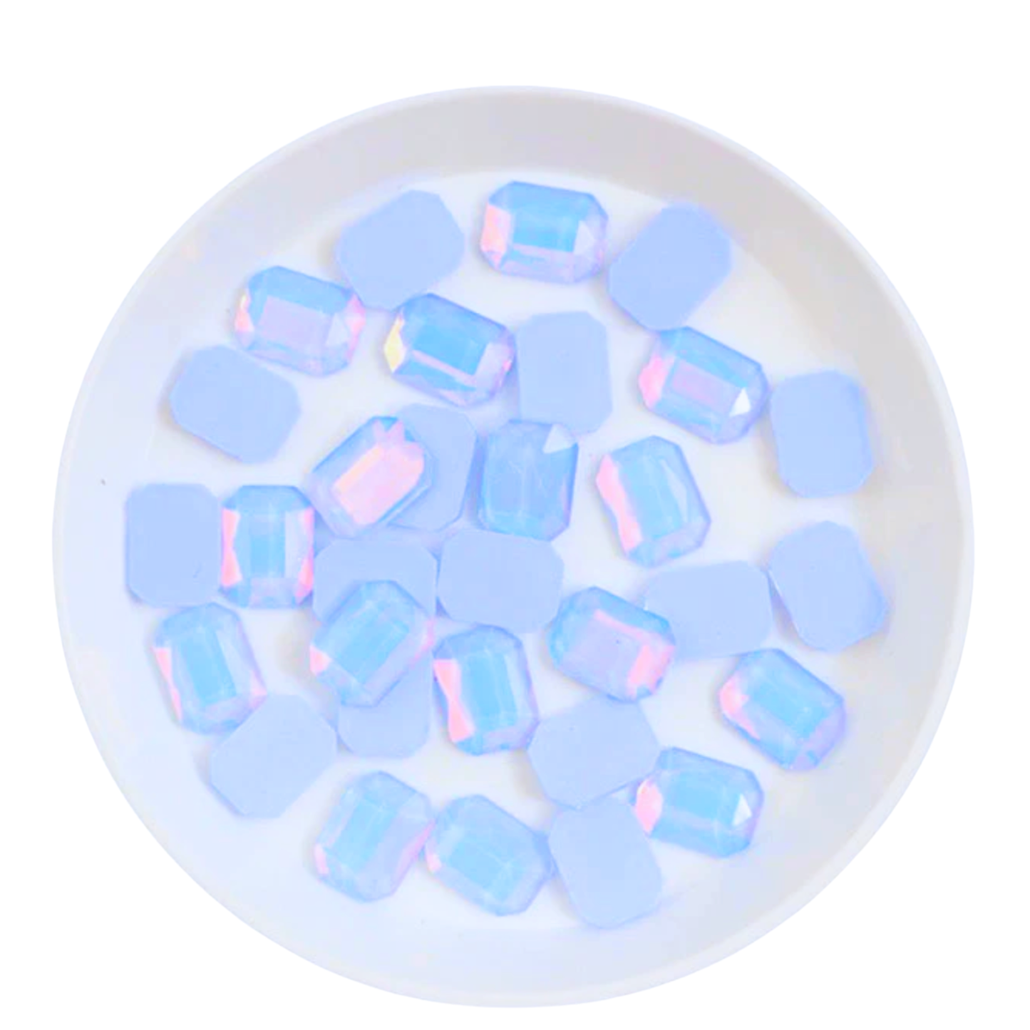 Rectangular Crystal Charms – 6 × 8mm Flat Base (50-Piece Pack, 7 Colors Available)