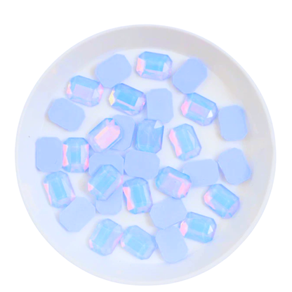 Rectangular Crystal Charms – 6 × 8mm Flat Base (50-Piece Pack, 7 Colors Available)