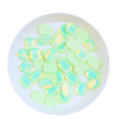 Rectangular Crystal Charms – 6 × 8mm Flat Base (50-Piece Pack, 7 Colors Available)