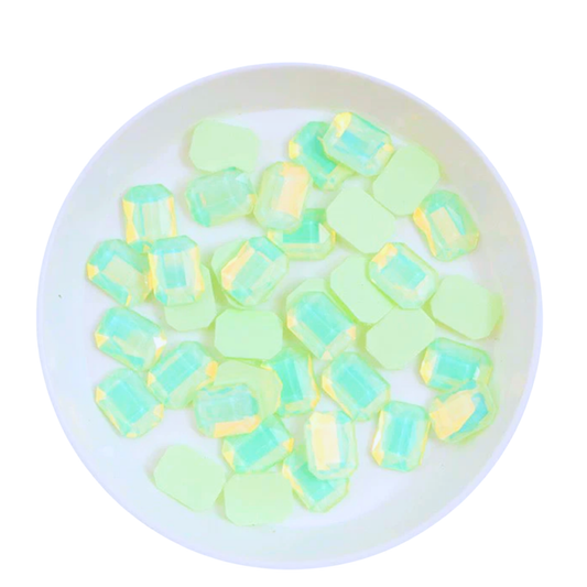 Rectangular Crystal Charms – 6 × 8mm Flat Base (50-Piece Pack, 7 Colors Available)