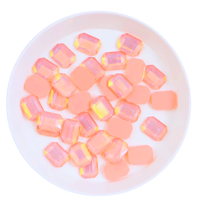 Rectangular Crystal Charms – 6 × 8mm Flat Base (50-Piece Pack, 7 Colors Available)