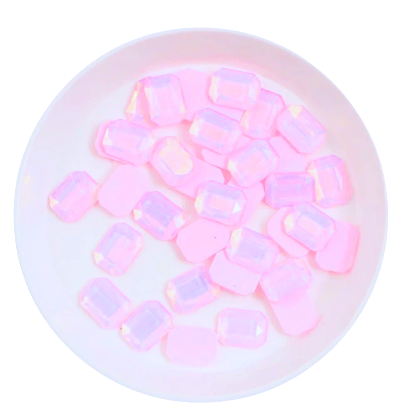 Rectangular Crystal Charms – 6 × 8mm Flat Base (50-Piece Pack, 7 Colors Available)
