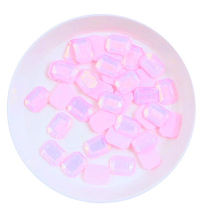 Rectangular Crystal Charms – 6 × 8mm Flat Base (50-Piece Pack, 7 Colors Available)