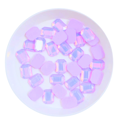 Rectangular Crystal Charms – 6 × 8mm Flat Base (50-Piece Pack, 7 Colors Available)