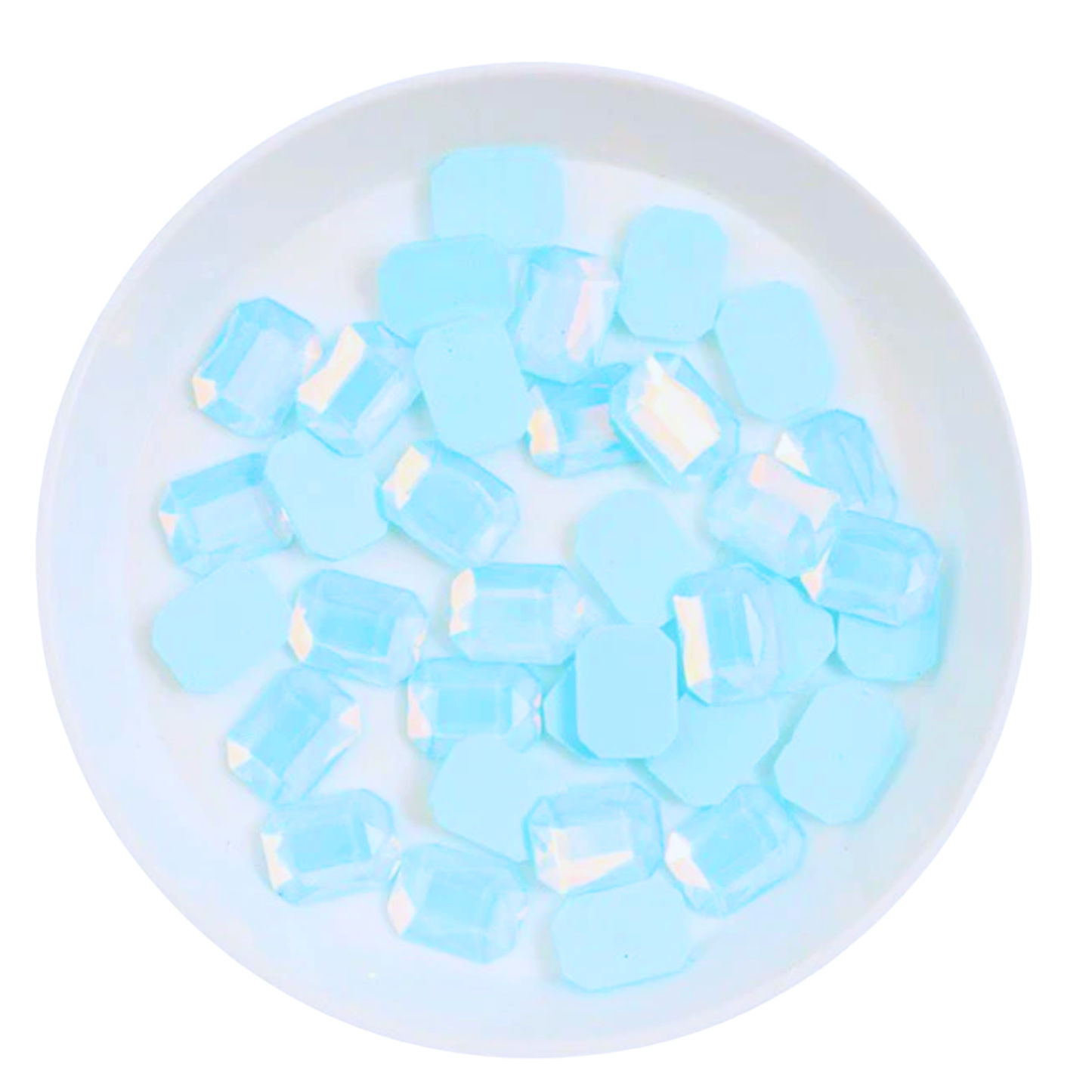 Rectangular Crystal Charms – 6 × 8mm Flat Base (50-Piece Pack, 7 Colors Available)
