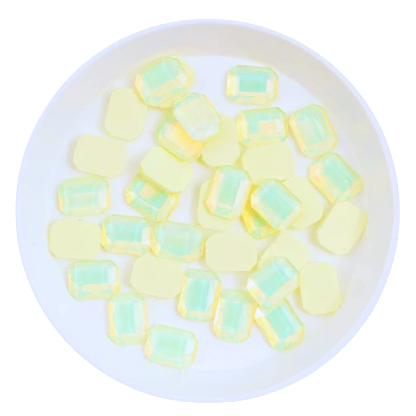 Rectangular Crystal Charms – 6 × 8mm Flat Base (50-Piece Pack, 7 Colors Available)