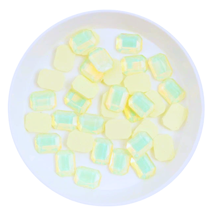 Rectangular Crystal Charms – 6 × 8mm Flat Base (50-Piece Pack, 7 Colors Available)