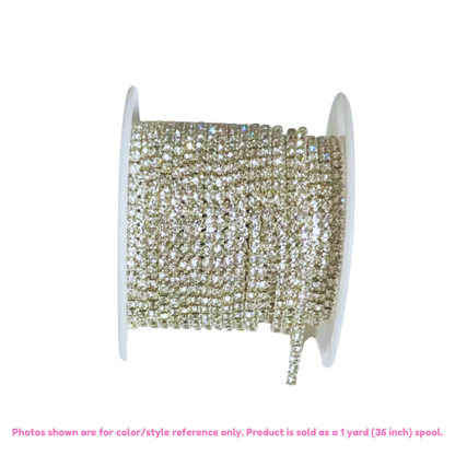 Crystal Rhinestone Chain Trim – 2mm (1 Yard, Multiple Styles Available)